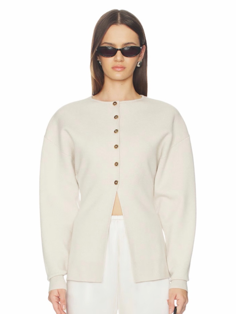 Exaggerated Sleeve Cardigan in Light Taupe
Good American